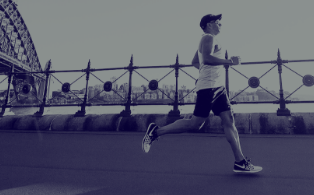 Man jogging by the river